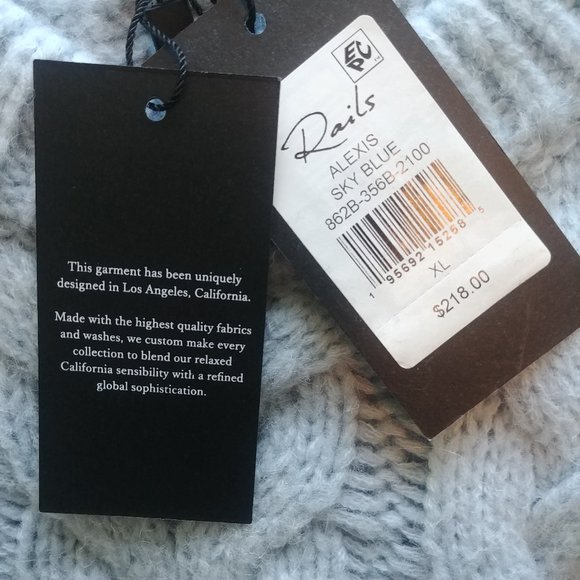 NEW WITH TAGS Rails Alexis Sky Blue Sweater Vest XL Wool Alpaca - Picture 5 of 8